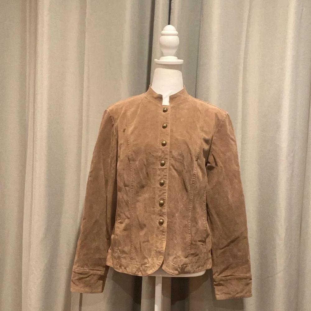 A.M.I Light Brown 100% Leather Jacket Size Large - Picture 1 of 16